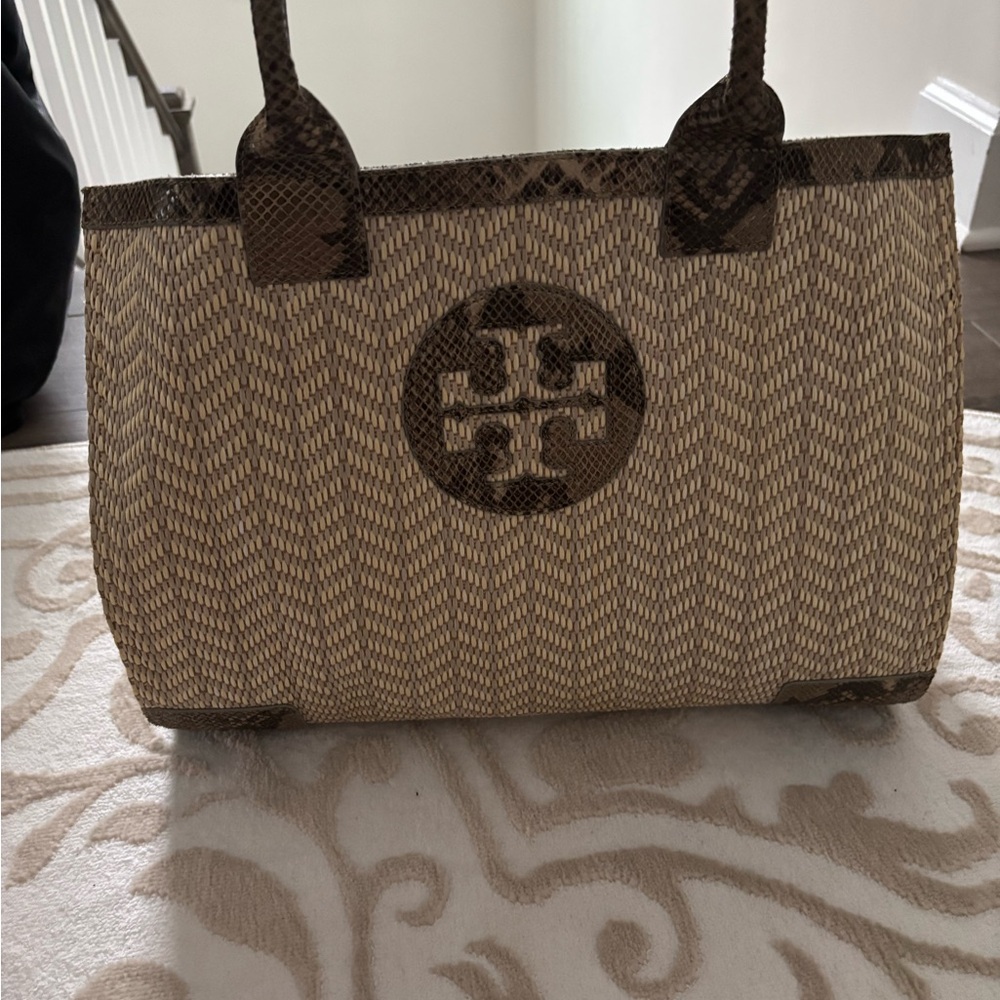 Tory Burch Woven Tan and Brown Tote